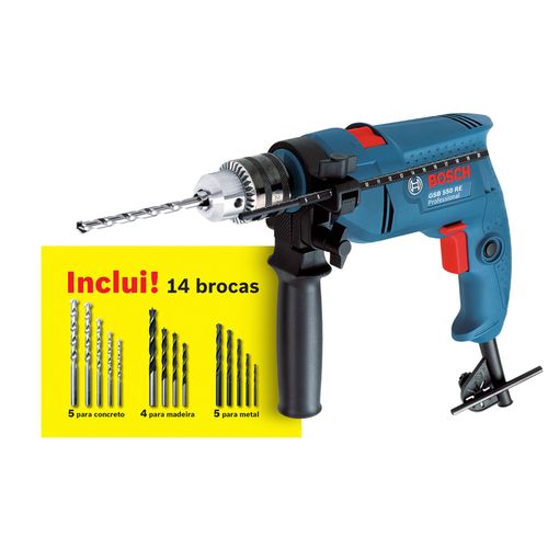 Furadeira de Imp. 1/2 550w Gsb 550 Re + Kit 14 110v – Bosch