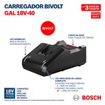 Carregador De Bateria Rápido GAL 18V-40 Bivolt 4Ah Bosch