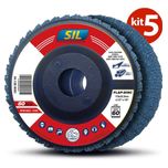 Kit 5 Discos De Lixa Flap Sil 4.1/2'' 115mm Zircônio Grão 60