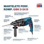 Martelete Rompedor SDS-Plus GBH 2-24 D 820w 127v + 5 Brocas Bosch