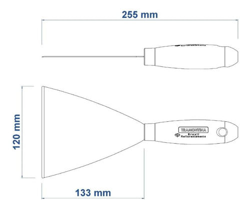 Espátula Rígida Lisa com Cabo de Madeira 12cm - Tramontina
