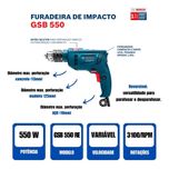 Furadeira de Impacto 1/2 550W GSB 550 RE  – Bosch