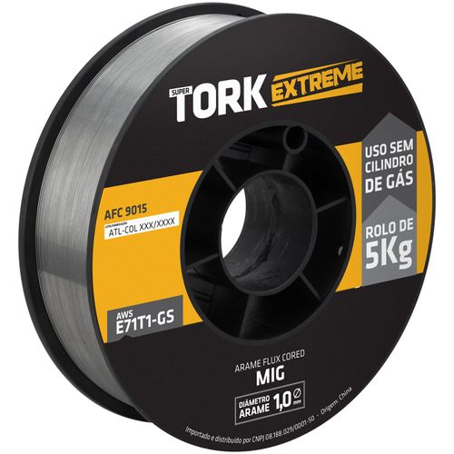 Arame MIG Tubular Flux Cored E71T1-GS 1mm Capa-Capa 5kg Super Tork