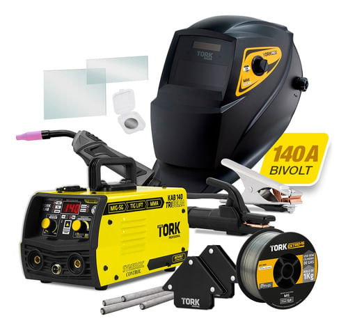 Máquina Inversora Trisolda Combo 140A Mig Sem Gás Tig Eletrodo Bivolt Super Tork