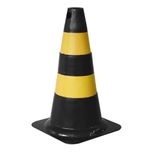 Cone de Segurança e Sinalização 50cm Preto e Amarelo PVC