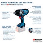 Chave de Impacto 3/4" a Bateria 18V GDS 18V-1050 H BRUSHLESS Bosch