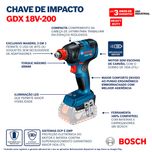 Chave de Impacto 1/2'' a Bateria 18V GDX 18V-200 BRUSHLESS Bosch