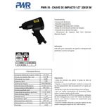 Chave de Impacto Pneumática 1/2'' 32kg PWR70K + 15 Peças PWR Tools