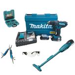 Combo Parafusadeira/Furadeira + Aspirador + 2 Baterias e Kit de Acessórios Makita