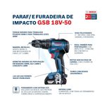 Parafusadeira/Furadeira de Impacto 1/2'' GSB 18V-50 Bateria 2Ah + Maleta Bosch