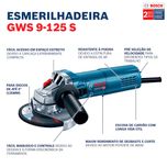 Esmerilhadeira Angular 5'' GWS 9-125S 900W Eletrônica 110V Bosch
