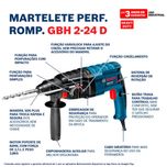 Martelete Perfurador Rompedor GBH 2-24D 820W 220V + Maleta Bosch